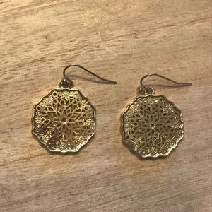 Gold Boho Mandela Dangle Earrings